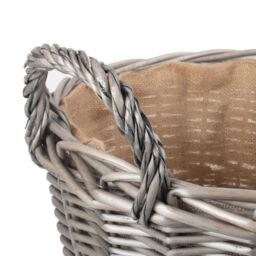 Red Hamper Wicker Antique Wash Finish Lined Log Baskets in Grey - thumbnail 4
