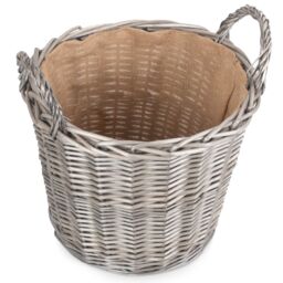 Red Hamper Wicker Antique Wash Finish Lined Log Baskets in Grey - thumbnail 3