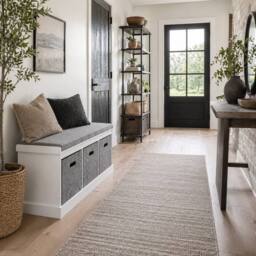 Wyld Haus Elfila White 3 Drawer Shoe Storage Bench with Grey Padded Seat