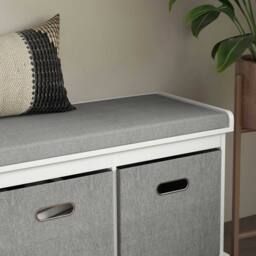 Wyld Haus Elfila White 3 Drawer Shoe Storage Bench with Grey Padded Seat - thumbnail 7