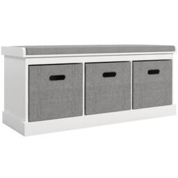 Wyld Haus Elfila White 3 Drawer Shoe Storage Bench with Grey Padded Seat - thumbnail 2