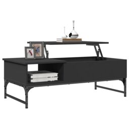 Berkfield Home Coffee Table Black 100x50x35 cm Engineered Wood & Metal - Size: 100 x 50 x 35 cm - thumbnail 4