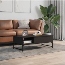 Berkfield Home Coffee Table Black 100x50x35 cm Engineered Wood & Metal - Size: 100 x 50 x 35 cm - thumbnail 3