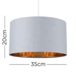 ValueLights Reni Grey with Metallic Gold Inner Easy Fit Drum Ceiling Lamp Shade in Mid Grey - Size: 10 inches - thumbnail 5