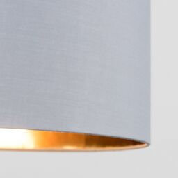 ValueLights Reni Grey with Metallic Gold Inner Easy Fit Drum Ceiling Lamp Shade in Mid Grey - Size: 10 inches - thumbnail 4