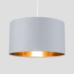 ValueLights Reni Grey with Metallic Gold Inner Easy Fit Drum Ceiling Lamp Shade in Mid Grey - Size: 10 inches - thumbnail 3