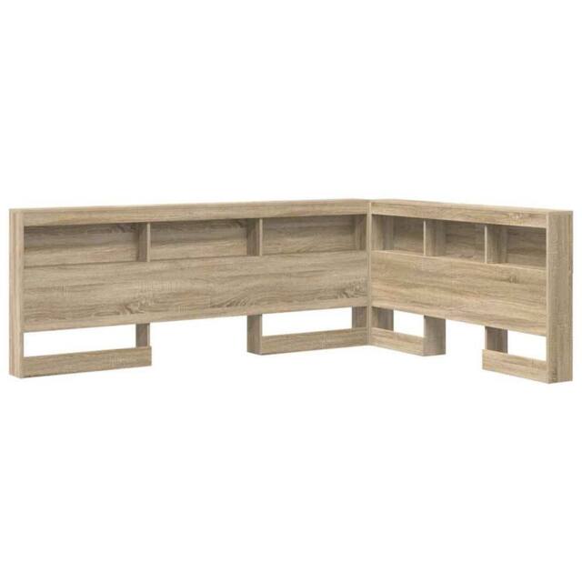 Berkfield Home Storage Headboard with Shelf Sonoma oak 135 cm Engineered wood in Light Tan - image 1