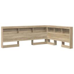 Berkfield Home Storage Headboard with Shelf Sonoma oak 135 cm Engineered wood in Light Tan