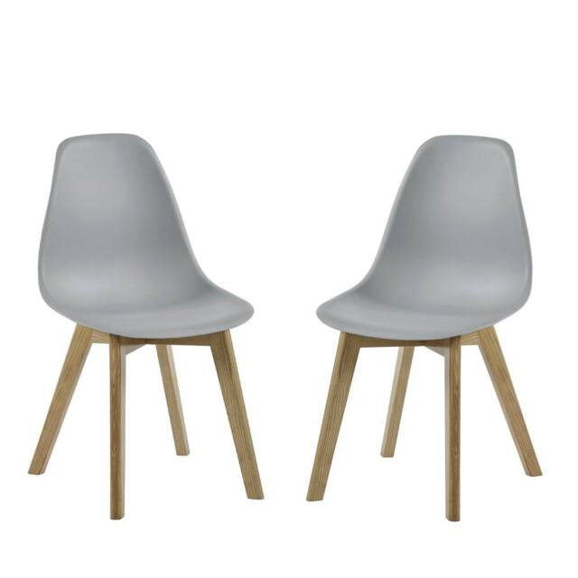 Cheshire Alderley Premium Grey Plastic Dining Chairs with Wooden Legs -Set of 2 - image 1
