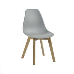 Cheshire Alderley Premium Grey Plastic Dining Chairs with Wooden Legs -Set of 2 - thumbnail 2
