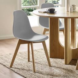 Cheshire Alderley Premium Grey Plastic Dining Chairs with Wooden Legs -Set of 2 - thumbnail 5
