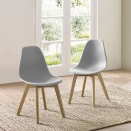 Cheshire Alderley Premium Grey Plastic Dining Chairs with Wooden Legs -Set of 2 - thumbnail 4