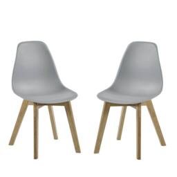 Cheshire Alderley Premium Grey Plastic Dining Chairs with Wooden Legs -Set of 2