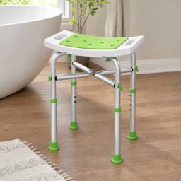 STILVORA Adjustable Shower Stool with Padded Seat Green - thumbnail 1