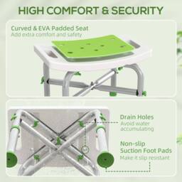 STILVORA Adjustable Shower Stool with Padded Seat Green - thumbnail 6