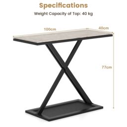 Costway Faux Marble Top Console Table Metal Frame Entryway Table in White - thumbnail 2