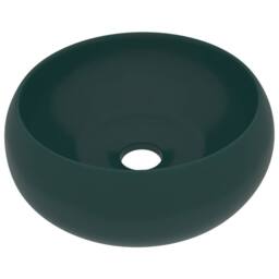 Berkfield Home Luxury Wash Basin Round Matt Dark Green 40x15 cm Ceramic