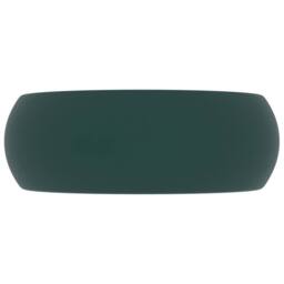 Berkfield Home Luxury Wash Basin Round Matt Dark Green 40x15 cm Ceramic - thumbnail 4