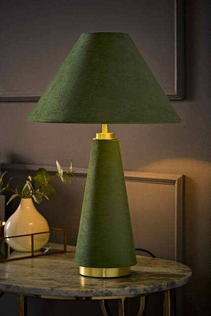 ValueLights Martha Conical Lamp Shade Velvet Boucle Fabric Table Lamp with Bulb in Light Green - image 1