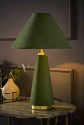 ValueLights Martha Conical Lamp Shade Velvet Boucle Fabric Table Lamp with Bulb in Light Green - thumbnail 1