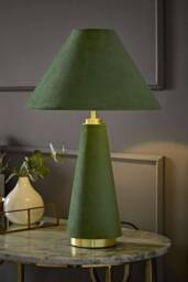 ValueLights Martha Conical Lamp Shade Velvet Boucle Fabric Table Lamp with Bulb in Light Green - thumbnail 2