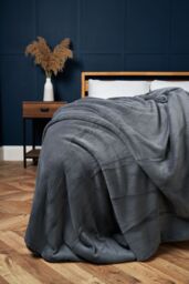 BHS Microfleece Throw in Charcoal - Size: 140 cm x 180 cm