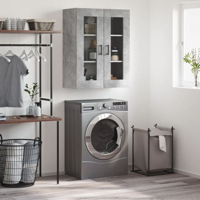 Berkfield Home Wall Mounted Cabinet Concrete Grey 69.5x34x90 cm - image 1