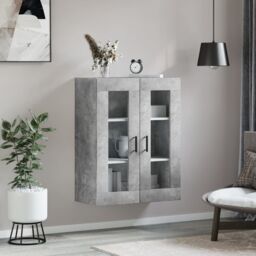 Berkfield Home Wall Mounted Cabinet Concrete Grey 69.5x34x90 cm - thumbnail 3