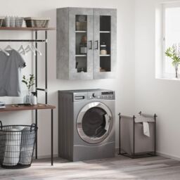Berkfield Home Wall Mounted Cabinet Concrete Grey 69.5x34x90 cm - thumbnail 1