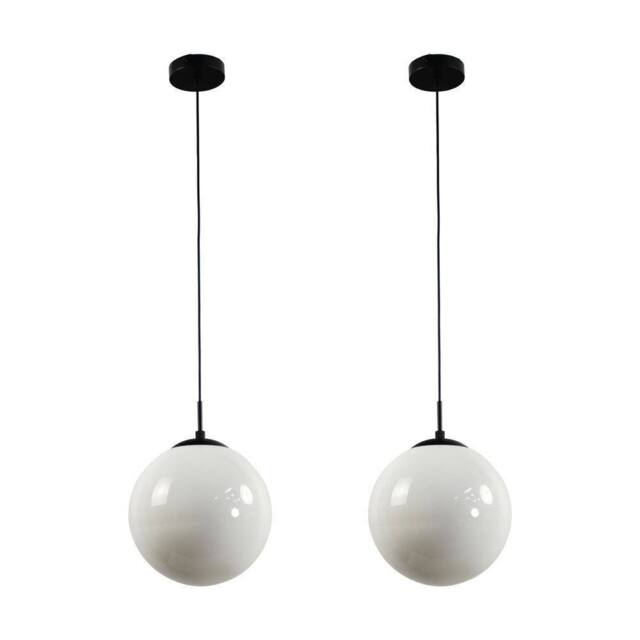 First Choice Lighting Set of 2 Grosvenor - Black Pendant Lights with Glass Globes - image 1