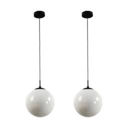 First Choice Lighting Set of 2 Grosvenor - Black Pendant Lights with Glass Globes - thumbnail 1