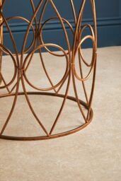 Orsina Set Of 2 Antique Frame Round Tables, Copper-Finish Round Tables With Mirror Tops, Circular Tables, Accent Table in White - thumbnail 3