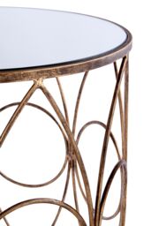 Orsina Set Of 2 Antique Frame Round Tables, Copper-Finish Round Tables With Mirror Tops, Circular Tables, Accent Table in White - thumbnail 2