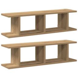Berkfield Home Durable Wall Shelves 2 pcs Artisan Oak 75x18x20 cm Engineered Wood in Brown - Size: 75 x 18 x 20 cm - thumbnail 3