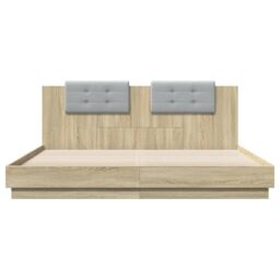 Berkfield Home Bed Frame with LED without Mattress Sonoma Oak 200x200 cm in Brown - thumbnail 6
