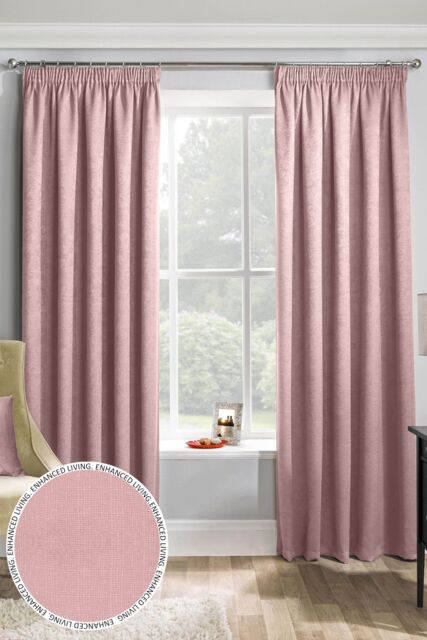 Enhanced Living 'Matrix' Blush - Tape Top Thermal Noise Reducing Dim Out Curtains - Pair in Pink - Size: 229 cm width x 229 cm drop - image 1
