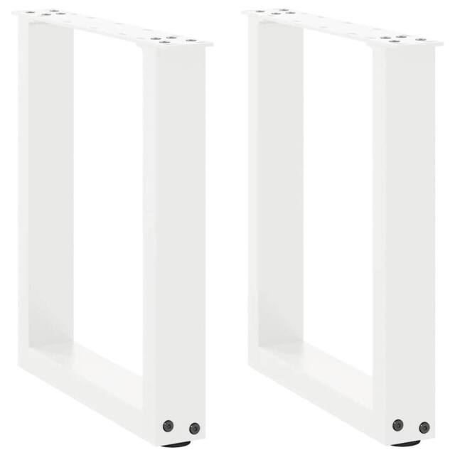 Berkfield Home Coffee Table Legs U-Shaped 2 pcs White 38x(42-43) cm Steel - image 1