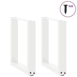 Berkfield Home Coffee Table Legs U-Shaped 2 pcs White 38x(42-43) cm Steel - thumbnail 3