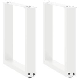 Berkfield Home Coffee Table Legs U-Shaped 2 pcs White 38x(42-43) cm Steel - thumbnail 1