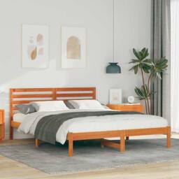 Berkfield Home Elegant with Headboard Wax brown 160 x 200 cm Solid pine wood - thumbnail 2