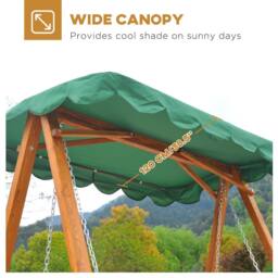 OUTSUNNY 3 Seater Wooden Wood Garden Swing Chair Seat in Green - thumbnail 4