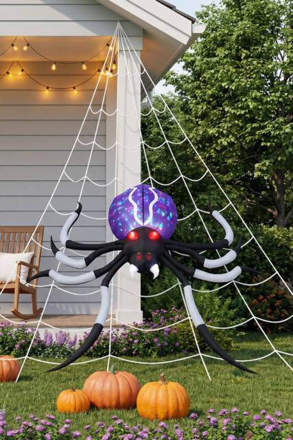Living and Home 11 FT Halloween Inflatable Giant Spider with Built-in LED Lights - image 1