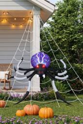 Living and Home 11 FT Halloween Inflatable Giant Spider with Built-in LED Lights