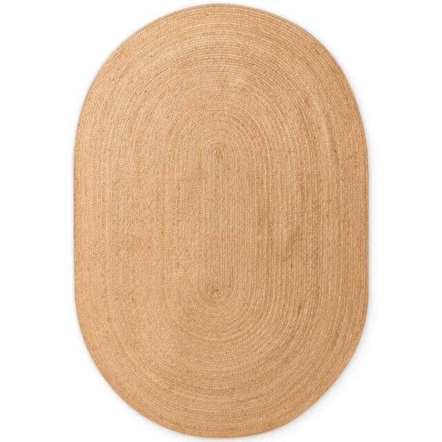 THE RUGS Rangpur Braided Jute Rug Hand Woven Oval Natural Rug & Runner - Size: 160 cm x 230 cm - image 1