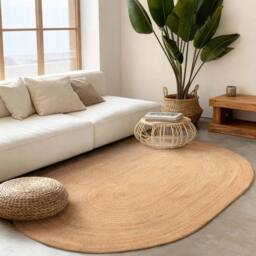 THE RUGS Rangpur Braided Jute Rug Hand Woven Oval Natural Rug & Runner - Size: 160 cm x 230 cm - thumbnail 9
