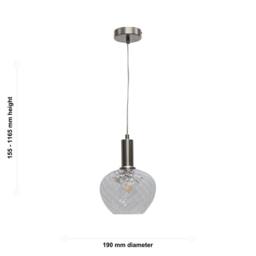 First Choice Lighting Bradson - Clear Swirl Glass Satin Nickel Deco Pendant Fitting - thumbnail 5
