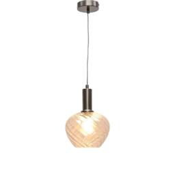 First Choice Lighting Bradson - Clear Swirl Glass Satin Nickel Deco Pendant Fitting - thumbnail 2