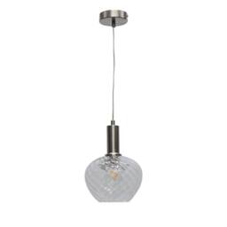 First Choice Lighting Bradson - Clear Swirl Glass Satin Nickel Deco Pendant Fitting - thumbnail 1