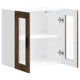 Berkfield Home Kitchen Wall Cabinet with Glass Door Porto Smoked Oak in Brown - thumbnail 6