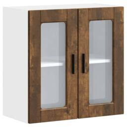 Berkfield Home Kitchen Wall Cabinet with Glass Door Porto Smoked Oak in Brown - thumbnail 2